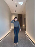 恰凡（QIAFAN）牛仔褲彈力微喇褲子女春秋季2025新款高腰顯瘦長(zhǎng)褲復(fù)古修身喇叭褲 復(fù)古藍(lán) 26 /S 曬單實(shí)拍圖