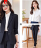 皮爾卡丹（pierre cardin）職業(yè)西裝套裝女休閑氣質女神范秋冬季新款修身正裝西服工作服 黑色長袖外套+褲子+白襯衫 4XL(140斤-149斤) 曬單實拍圖