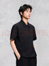 GXG男裝 戶外工裝polo男半拉鏈翻領(lǐng)短袖上衣  夏 黑色 180/XL 曬單實拍圖