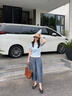 旅途原品ltyp 100%亞麻立體O型九分褲 慵懶文藝秋季寬松休閑褲女 丹寧藍 M 曬單實拍圖