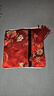 彩荷文玩袋子盤(pán)珠拉鏈刺繡布袋核桃佛珠手串珠寶吊墜飾品袋 紅色 曬單實(shí)拍圖