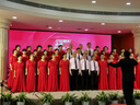 大合唱演出服女長裙中老年合唱團(tuán)服裝大學(xué)生舞臺服主持人合唱禮服 紅色蕾絲長裙 4XL 曬單實(shí)拍圖