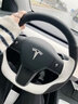 適用于特斯拉3方向盤(pán)套Model 3 model YS modelX手縫真牛皮翻毛把套 翻毛皮+白皮拼接 曬單實(shí)拍圖