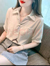 紅蜻蜓減齡短袖襯衫女士2025夏季Polo小衫新款爆款洋氣漂亮別致雪紡上衣 杏色短袖 L 【105-120斤】 曬單實拍圖
