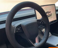 奧邁爾適用特斯拉model3煥新版modely真牛皮毛豆Y煥新3方向盤套手縫 頭層牛皮 黑皮側(cè)孔-黑線 曬單實拍圖