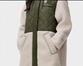 熊貓戶外撞色連帽抓絨衣登山秋冬羊羔絨中長款外套女A23CA9D010 橡木灰/深欖綠 L 曬單實(shí)拍圖