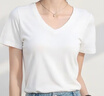 森馬（Semir）短袖t恤女涼感抗菌正肩修身2025夏顯瘦V領(lǐng)白色打底衫109325100002 曬單實(shí)拍圖