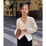 DGOVv領(lǐng)開衫毛衣女2025年新款秋季韓版設(shè)計感長袖針織衫女上衣外套女 黑色 S 建議75-90斤 曬單實拍圖