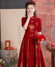 塞德勒（SAIDELE）新中式敬酒服新娘酒紅色旗袍改良簡(jiǎn)約秀禾服中袖結(jié)婚服訂婚連衣裙 酒紅色 M (建議96-105斤) 曬單實(shí)拍圖