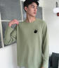 名創(chuàng)優(yōu)品（MINISO）重磅長(zhǎng)袖t恤男春秋季質(zhì)感華夫格青少年休閑潮流打底衫 棕櫚綠 L 曬單實(shí)拍圖