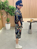 愛(ài) 西娜男孩蝙蝠袖上衣套裝2025夏季新款男大童滿(mǎn)印休閑舒適短袖兩件套潮 圖片色 150 曬單實(shí)拍圖