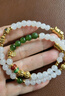 周六福九華山聯(lián)名金蓮黃金轉(zhuǎn)運珠和田玉手鏈七夕生日禮物Y1915281 36cm 曬單實拍圖