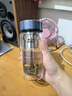 萬(wàn)象（WANXIANG）雙層玻璃杯弧形款帶濾網(wǎng)商務(wù)水杯V269灰藍色加厚耐熱泡茶杯 曬單實(shí)拍圖