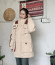 鴨鴨中長(zhǎng)款羽絨服女2025冬季新款撞色連帽收腰時(shí)尚加厚顯瘦派克服外套 酒紅色 M 曬單實(shí)拍圖