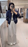 水沐飛韓系重工花朵刺繡外套女2025秋季高級(jí)感抽繩夾克休閑寬松百搭上衣 藏青色 M 曬單實(shí)拍圖