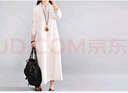 意大利出口尾單剪標女V領(lǐng)盤(pán)扣亞麻刺繡袍子棉麻連衣裙春 白色少量現貨 L 建議110-130斤 曬單實(shí)拍圖