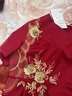 菲洛曼婚禮媽媽裝高檔禮服夏季喜婆婆婚宴高端刺繡修身敬酒連衣裙 酒紅色 XL 曬單實(shí)拍圖
