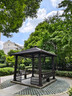 幽之藤家具（YOUZHITENG）鋁合金四角亭子別墅新中式戶外水榭小院花園公園庭院室外涼亭定制 3.4米四角亭斜形靠背座椅咖啡色 曬單實(shí)拍圖