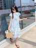 女童仙氣飄飄裙子兒童連衣裙夏季薄款2025新款蝴蝶結(jié)公主裙夏天潮 清新藍 160 曬單實拍圖