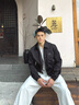 AMIPARIS【季末折扣7折】男士飛行員夾克字母徽標(biāo)拉鏈短款休閑外套上衣 001黑色 HJK063.PA0007 L 曬單實(shí)拍圖