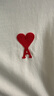 AMIPARIS【七夕禮物】男女同款紅色愛心刺繡休閑棉質(zhì)寬松圓領(lǐng)短袖T恤 175自然白/紅色 UTS004.726 M 曬單實拍圖