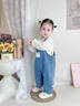 優(yōu)奇女寶寶牛仔背帶褲套裝褲子嬰幼兒可愛超萌女童春秋季外出衣服爬服 牛仔背帶褲【不含上衣】 90 曬單實拍圖