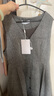 獨束大碼灰色V領(lǐng)百搭背心連衣裙冬新款簡(jiǎn)約設計感內搭中長(cháng)款裙子 灰色 M (尺碼：1) 曬單實(shí)拍圖