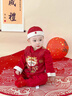 班喜迪嬰兒衣服秋裝嬰幼兒連體衣套裝寶寶周歲禮服春秋季喜慶新中式爬服 紅色 90 曬單實(shí)拍圖