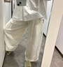婧麒（JOYNCLEON）孕婦褲春夏季外穿2025新款薄款闊腿褲子托腹長褲奶白色孕婦裝 米杏色【遮肉顯瘦 不勒肚子】 XL 曬單實拍圖