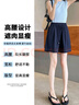 自由系冰絲仿牛仔短褲女2025夏季薄款高腰寬松a字五分褲寬松闊腿中褲 曬單實(shí)拍圖