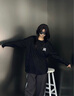 GUOCILRN美式潮牌長(zhǎng)袖t恤男秋冬季休閑寬松鹿皮絨情侶上衣保暖重磅打底衫 深灰（NE01） XL （推薦體重130-150斤） 曬單實(shí)拍圖