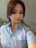 襯衣女2025年新款半袖洋氣高檔職業(yè)藍(lán)色短袖正裝襯衫彈力免燙冰絲 藍(lán)色V領(lǐng) 短袖 37 /L（100-110斤） 曬單實(shí)拍圖