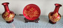 鼎祺陶瓷景德鎮(zhèn)陶瓷中國(guó)紅高檔手工金沙釉牡丹陶瓷新中式客廳擺件元旦禮物 【花開(kāi)富貴三件套賞瓶】送底座 曬單實(shí)拍圖