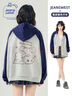 JEANSWEST CLUB真維斯開衫撞色衛(wèi)衣外套女秋款寬松休閑美式復(fù)古運(yùn)動(dòng)風(fēng)連帽衛(wèi)衣 曬單實(shí)拍圖