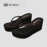寶人（Boree）拖鞋女夏季新品夾腳人字拖沙灘時(shí)尚外穿坡跟涼拖鞋防滑高跟厚底 黑色 37 曬單實(shí)拍圖