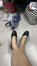 栢啟歆軟底淺口豆豆鞋女優(yōu)雅百搭平底方頭法式蝴蝶結(jié)配裙子氣質(zhì)單鞋 黑色 37 曬單實(shí)拍圖