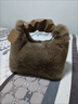 新款高級毛絨包手提包女新款秋冬時(shí)尚毛毛手提斜挎包毛茸茸包甜美 卡其色 曬單實(shí)拍圖
