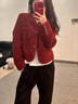 TKSY短款小香風(fēng)羽絨服女冬輕薄白鴨絨內(nèi)膽小個(gè)子羊毛外套紅色呢子大衣 酒紅色 S【體重88-95斤】 曬單實(shí)拍圖