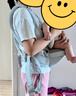 比威亞bvya嬰兒腰凳解放者嬰兒背帶前抱式寶寶兩用外出抱娃神器多功能 淺灰色 曬單實(shí)拍圖