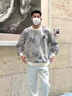 CUOARCHL美式潮牌圓領(lǐng)衛(wèi)衣男女款秋冬季休閑扎染漸變情侶上衣重磅時尚衛(wèi)衣 白蘭（NE01） L （推薦體重140-160斤） 曬單實拍圖