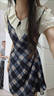 圣保美韓系學(xué)院風(fēng)假兩件格紋連衣裙子女夏季2025新款小個(gè)子收腰a字短裙 【藏青色】 S 碼 曬單實(shí)拍圖
