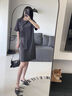 ELLE法式灰色流蘇寬松連衣裙女2025夏新款休閑設(shè)計感時髦T恤裙子 深灰 L 曬單實拍圖