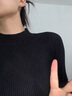 VEOX半高領(lǐng)毛衣女秋冬新款長袖修身針織衫女上衣冬季洋氣百搭內(nèi)搭打底 黑色[滑糯親膚] S 建議95斤以下 曬單實拍圖