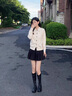 卡帝樂鱷魚（CARTELO）隱形內增高9厘米長筒靴女2025新款顯高中筒長靴小個子高筒靴子 黑色-平底-6CM-單里 36 曬單實拍圖