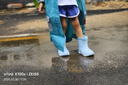 牧萌兒童雨鞋男童女童防水立體寶寶防滑耐磨卡通雨靴 淺藍恐龍 15碼 曬單實拍圖