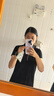 TOMMY HILFIGER夏季女裝珠地網(wǎng)眼氣質(zhì)休閑鑲邊V領(lǐng)顯瘦短袖POLO連衣裙J0982 黑色001 M 曬單實(shí)拍圖