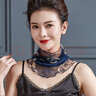 圍脖女薄款春秋防曬桑蠶絲脖子假領(lǐng)子真絲圍巾套頭假領(lǐng)子護(hù)頸脖套 藏藍(lán)白花 曬單實(shí)拍圖