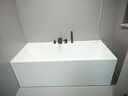 特拉維爾（TW）獨立式人造石浴缸家用小戶(hù)型高分子PMMA長(cháng)方形酒店民宿綺美石浴盆 8672四件龍頭套款【啞光白】 1.6m 曬單實(shí)拍圖