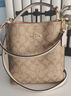 蔻馳（COACH）奢侈品女包MOLLIE手提斜挎水桶包棕色【品牌授權(quán)】七夕情人節(jié)禮物 曬單實(shí)拍圖