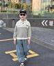 FIDQIOG國際品牌男童純棉衛衣春秋2025新款條紋半拉鏈洋氣長(cháng)袖上衣 米白色 110 cm 曬單實(shí)拍圖